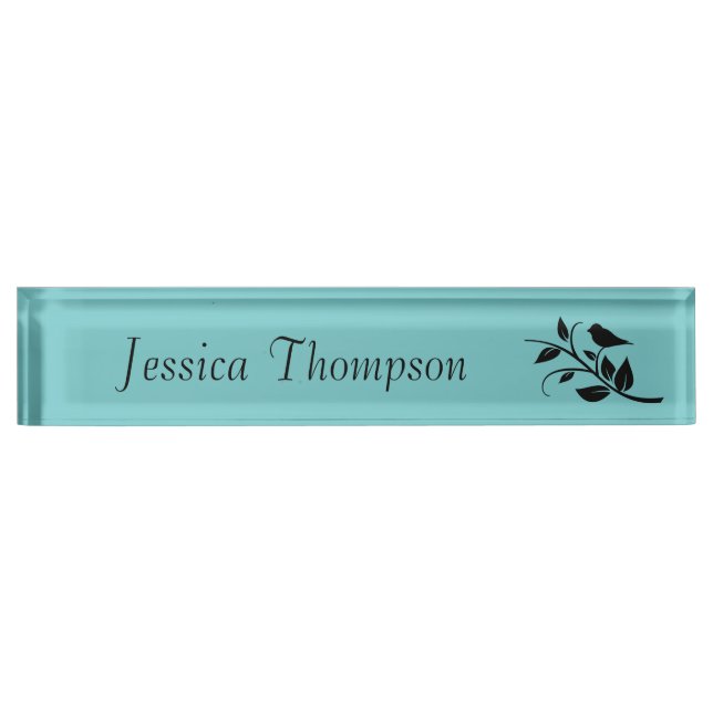 Bird on a Leafy Branch Desk Name Plate (Front)