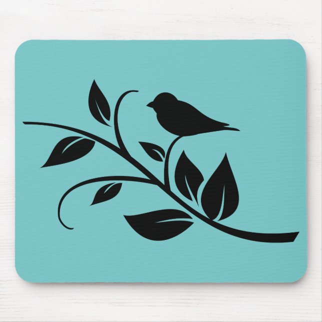 Bird on a Leafy Branch Mouse Pad (Front)