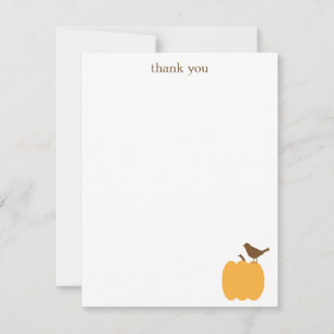 Bird on a Pumpkin Flat Thank You Note Cards