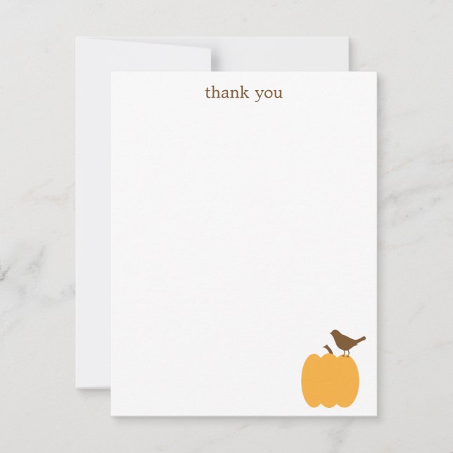 Bird on a Pumpkin Flat Thank You Note Cards (Front)