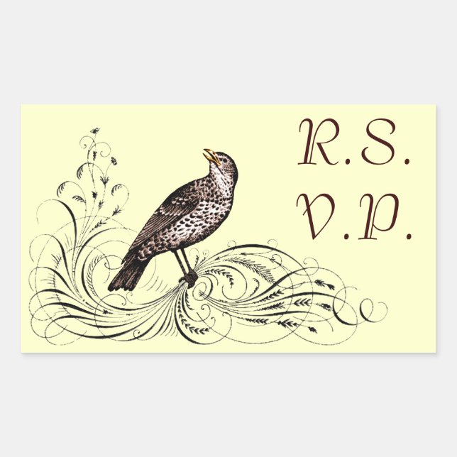 Bird on a Scroll (Brown) Rectangular Sticker (Front)