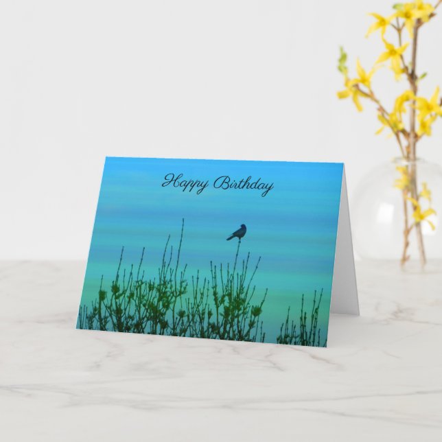 Bird on a Tree Birthday Card (Yellow Flower)