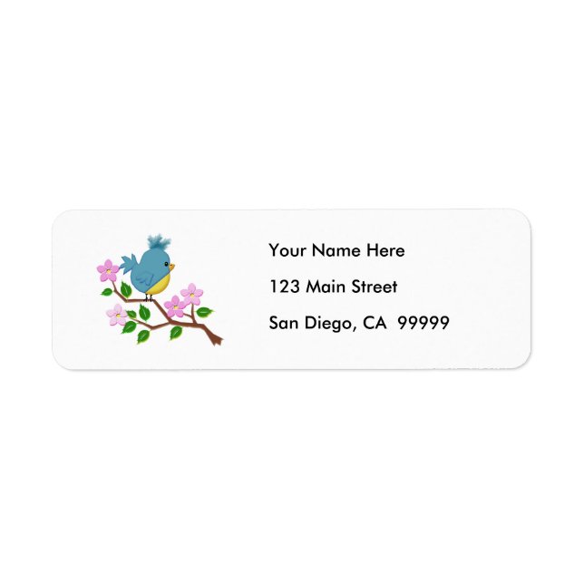 Bird on a Tree Limb with Spring Flowers (Front)