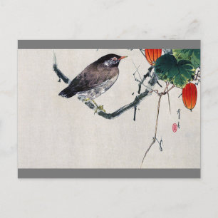 Bird on a Trichosanthes Branch, Watanabe Seitei Postcard