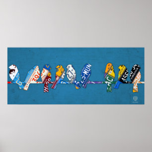 Bird on a Wire License Plate Art Poster