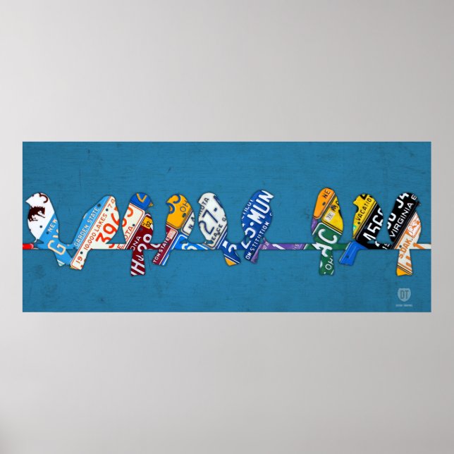 Bird on a Wire License Plate Art Poster (Front)