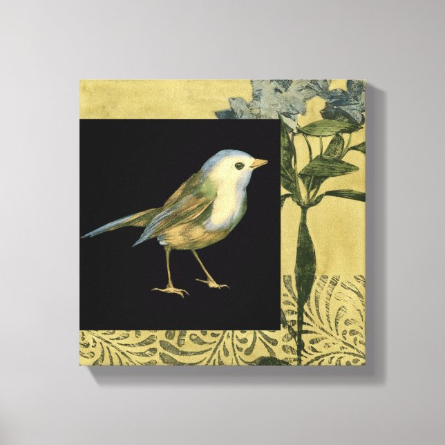 Bird on Black and Vintage Background Canvas Print (Front)