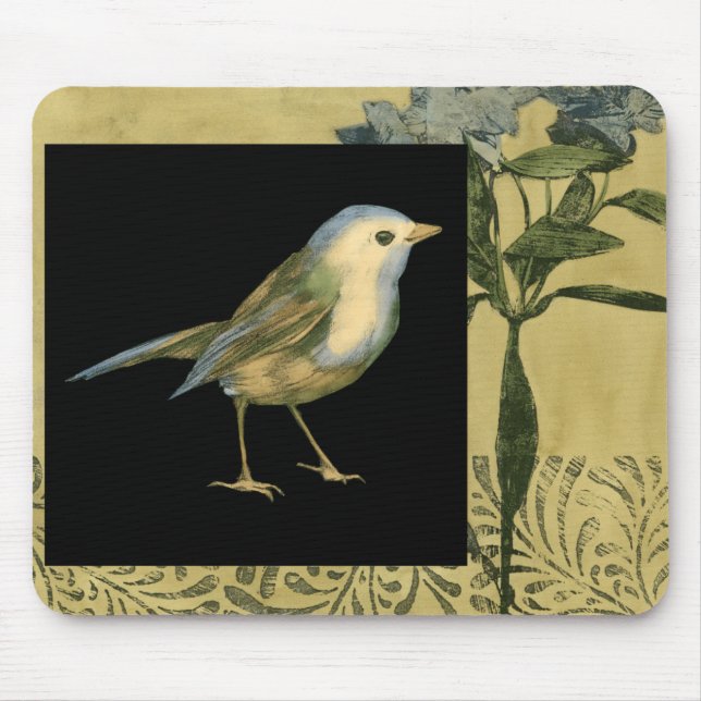 Bird on Black and Vintage Background Mouse Mat (Front)