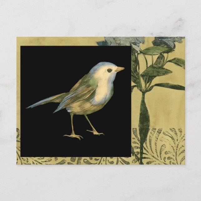 Bird on Black and Vintage Background Postcard (Front)