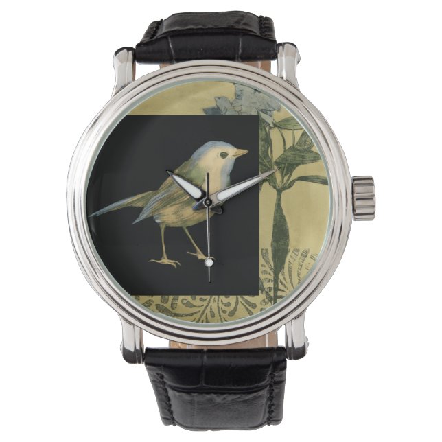 Bird on Black and Vintage Background Watch (Front)
