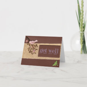 Bird on Branch Get Well Soon Card
