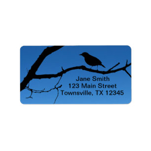 Bird on Branch Silhouette Label