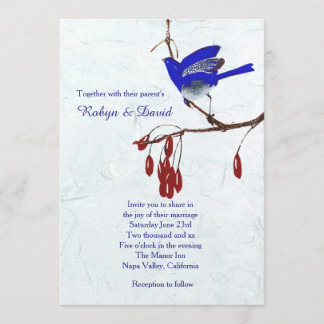 Bird on Branch Wedding Invitation
