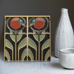 Bird on Flowers Art Deco Nouveau Wall Decor Tile<br><div class="desc">This ceramic tile features two birds and floral patterns reminiscent of the iconic style of Mackintosh. He was a prominent Scottish architect, designer, and artist of the Art Nouveau movement. Clean lines, geometric shapes, and a strong sense of symmetry characterise his work. These elements are beautifully represented in our collection...</div>