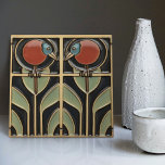 Bird on Flowers Art Deco Nouveau Wall Decor Tile<br><div class="desc">This ceramic tile features two birds and floral patterns reminiscent of the iconic style of Mackintosh. He was a prominent Scottish architect, designer, and artist of the Art Nouveau movement. Clean lines, geometric shapes, and a strong sense of symmetry characterise his work. These elements are beautifully represented in our collection...</div>
