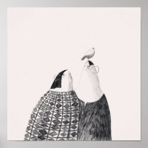 Bird on head poster