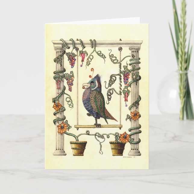 Bird on Swing Greeting Cards (Front)