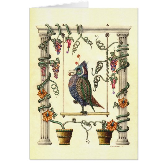 Bird on Swing Greeting Cards