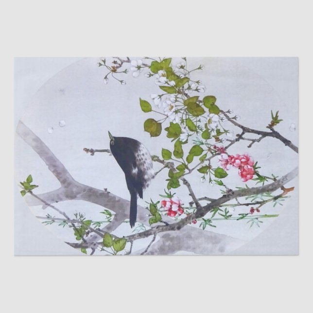 Bird on the Cherry Blossom Branch, Watanabe Seitei Tissue Paper (Front)