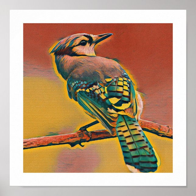 Bird on tree branch poster (Front)