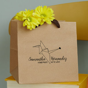 Bird Origami Custom Handmade With Love Large  Rubber Stamp