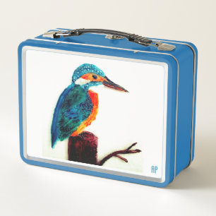 Bird Painting Colourful Kingfisher Personalised Metal Lunch Box