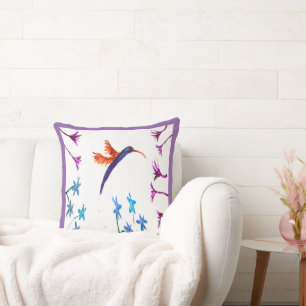 Bird Painting Floral Hummingbird Cushion