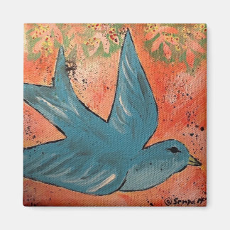 Bird Painting flying 6" X 6" canvas 2017 Magnet