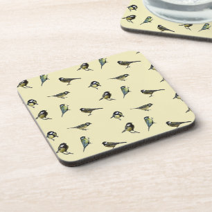 Bird Pattern Beige Pattern Coaster