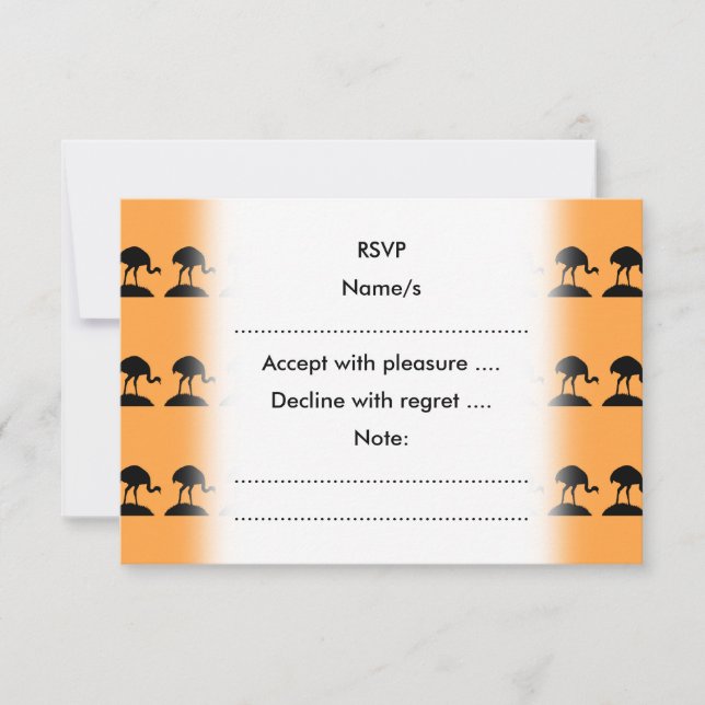 Bird Pattern in Black and Orange. RSVP Card (Front)
