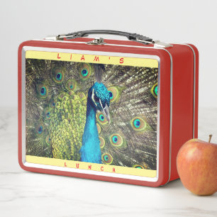 Bird Peacock (Personalise Name) Metal Lunch Metal Box