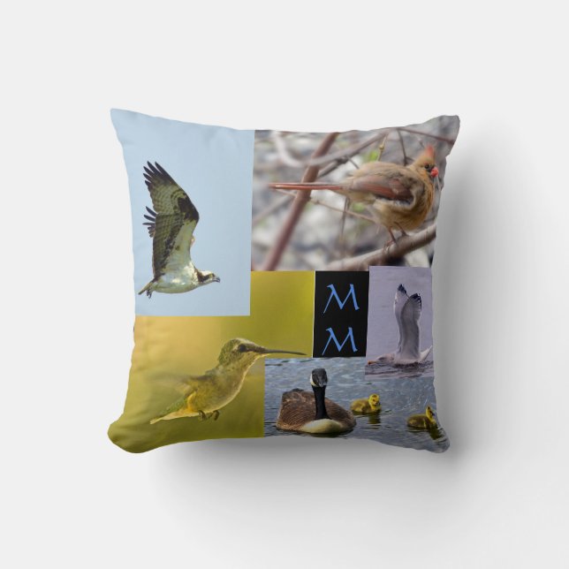 bird photo collage throw pillow (Front)