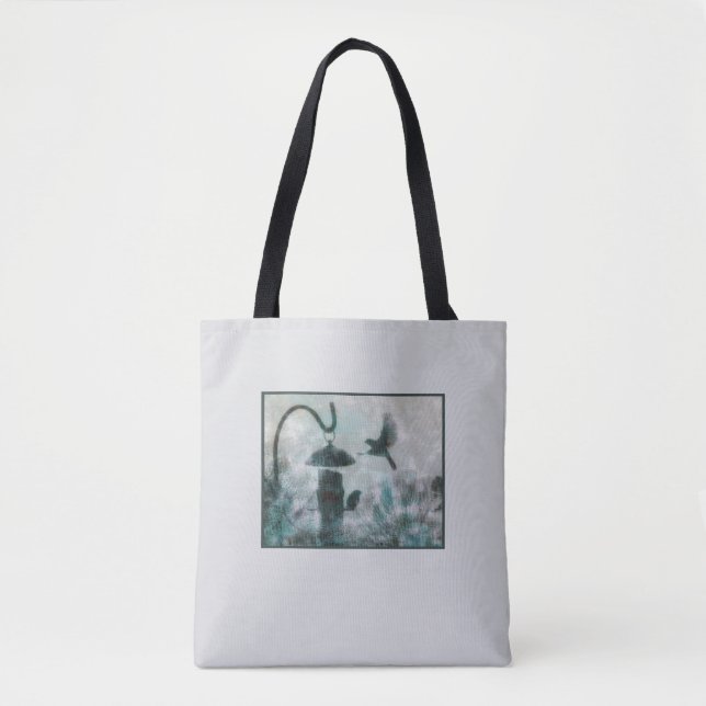 Bird Photo Teal Grey Mysterious Tote Bag (Front)