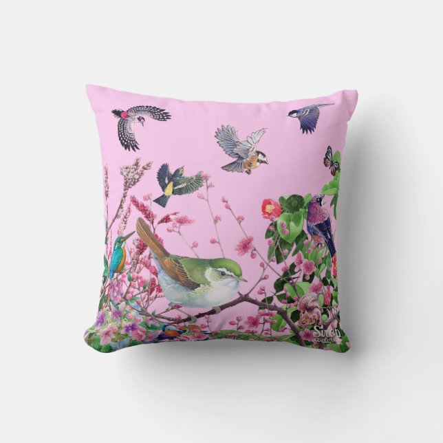 bird pink cushion (Front)