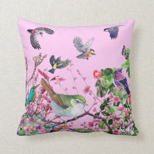 bird pink cushion