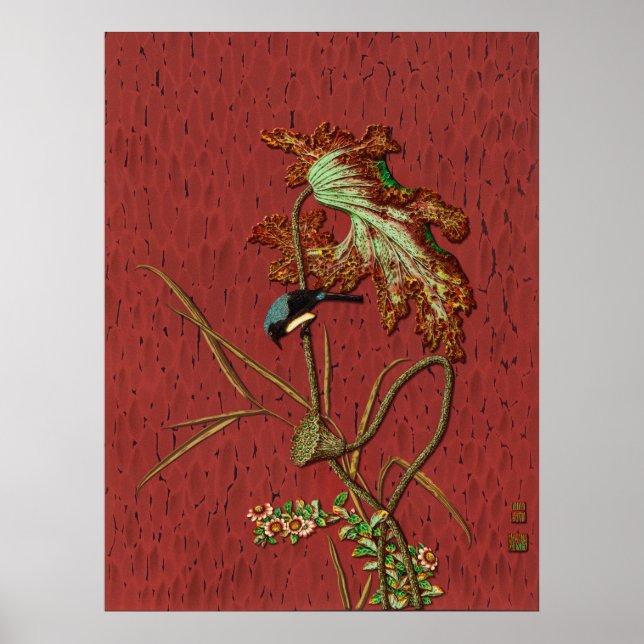 Bird & Plant Janpanese Ornamental Art Poster (Front)