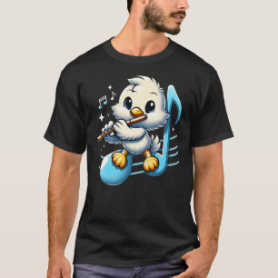 Bird Playing Flute Musical Bird Design Lover Outfi T-Shirt