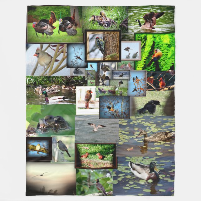 Bird Print Fleece Blanket (Front)