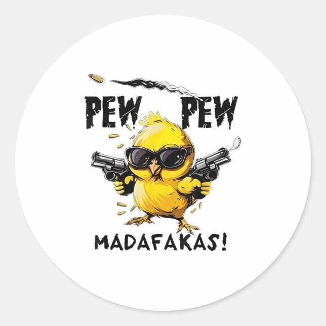 Bird Print Relax Fit Swea - Uni-adults - White - S Classic Round Sticker (Front)