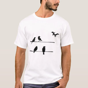 Bird Pterodactyls on Wire - Avian Dinosaur T-Shirt