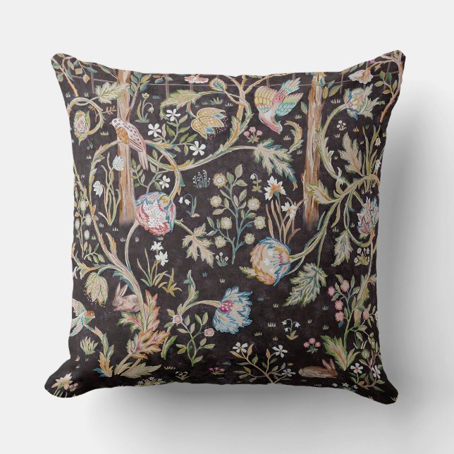 Bird & Rabbit in The Flower Garden, William Morris Cushion (Front)