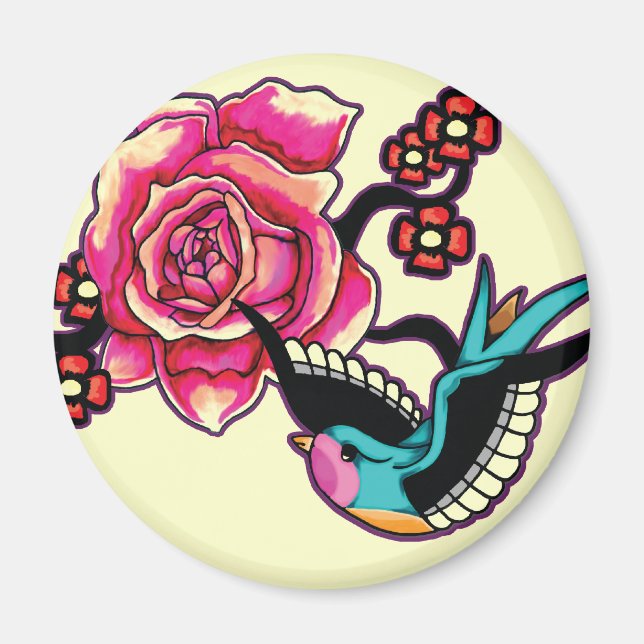 Bird & Rose Magnet (Front)