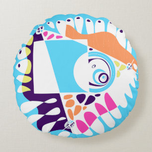 Bird’s Nest - Baby Blue White Round Cushion