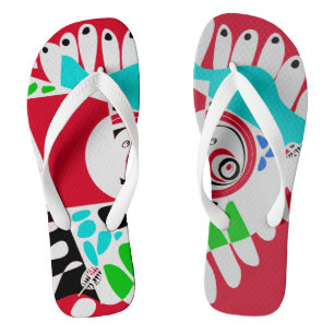 Bird’s Nest - Crimson Red Grey Flip Flops