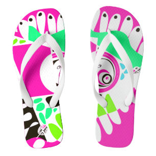 Bird’s Nest - Fuchsia White Flip Flops