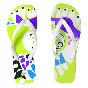 Bird’s Nest - Lime Green White Flip Flops