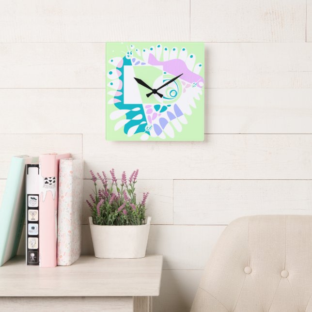 Bird’s Nest - Mint White Square Wall Clock (Reading Room)