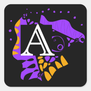 Bird’s Nest - Personalised Initial Letter A Square Sticker