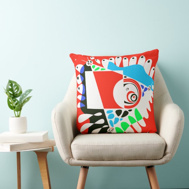 Bird’s Nest - Scarlet Red White Cushion (Chair)