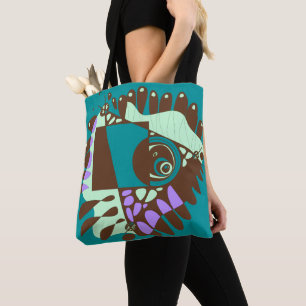 Bird’s Nest - Teal Green Chocolate Brown  Tote Bag